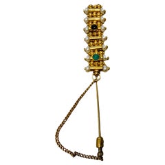 14 And 20K Yellow Gold Cultured Pearls, Emerald And Sapphire Pin/Brooch