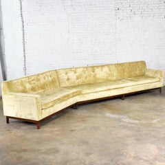 Angled Mid-Century Modern Green Velvet Sofa Style Dunbar by Edward Wormley