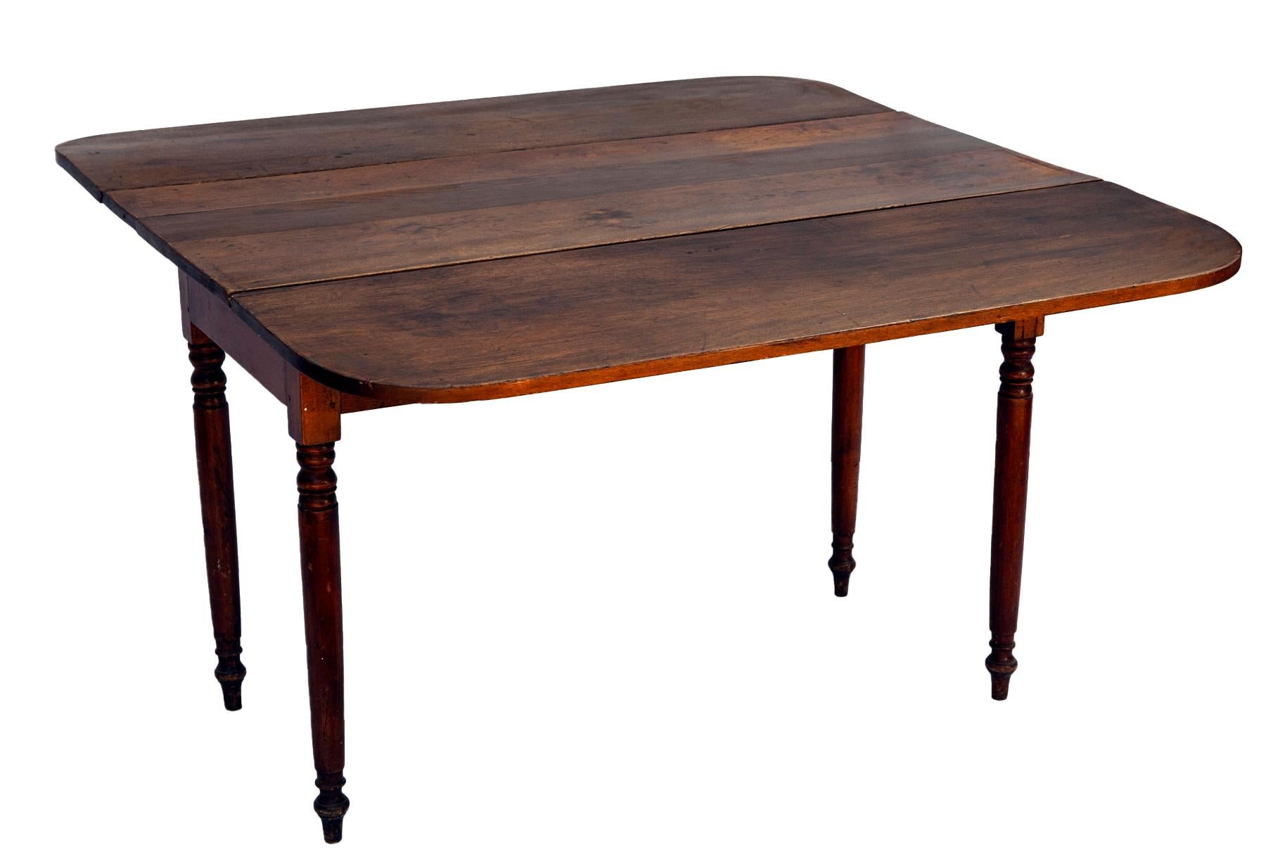 Hand-Carved Antique Drop Leaf Cherry Table Circa 19thC