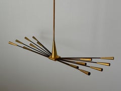 14-Armed Brass Chandelier by Oscar Torlasco for Lumi, 1950s, Italy