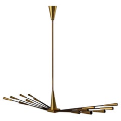 14-Armed Brass Chandelier by Oscar Torlasco for Lumi, 1950s, Italy