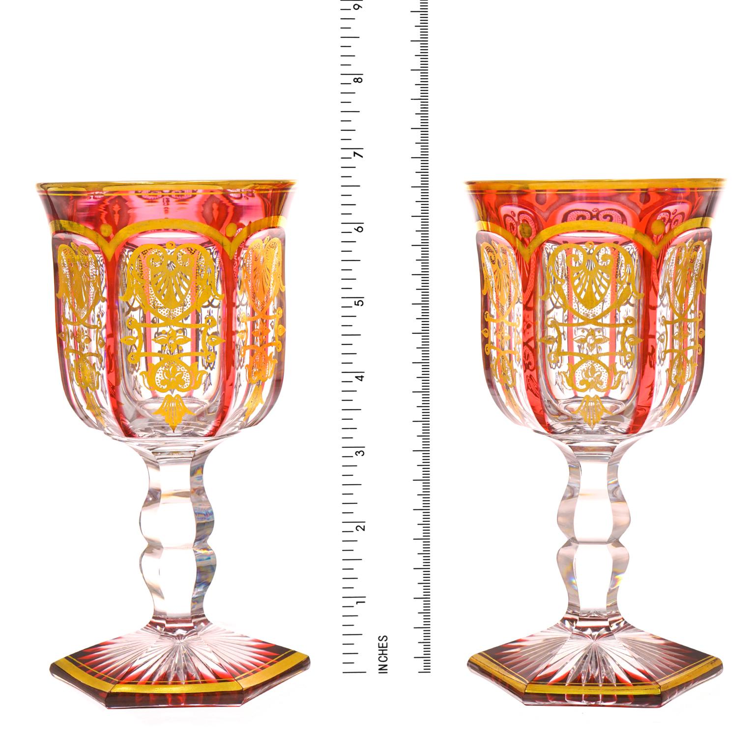 French 14 Baccarat Empire Ruby Water Goblets, circa 1860s