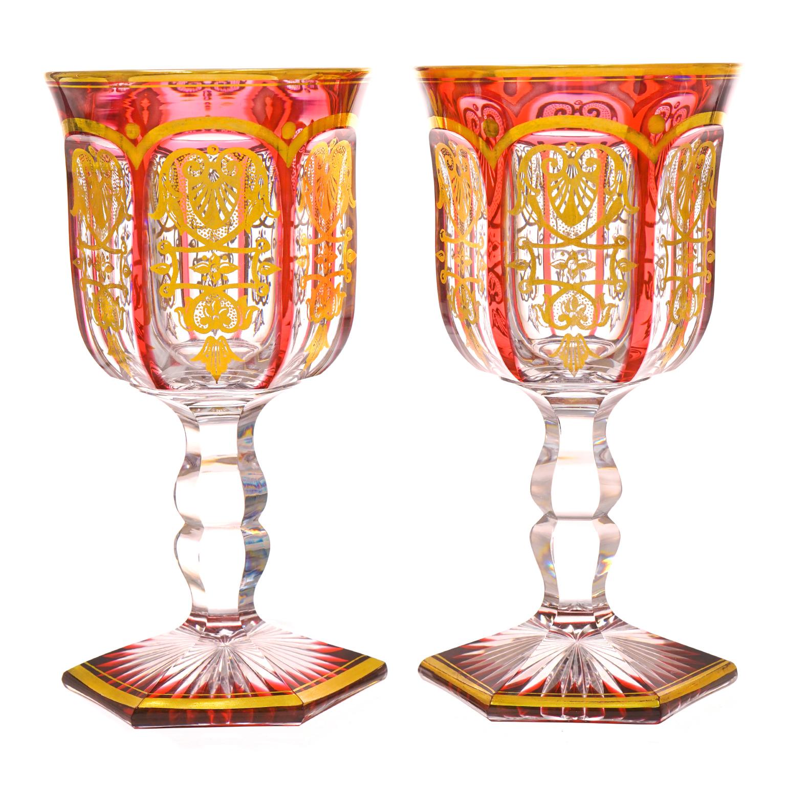 14 Baccarat Empire Ruby Water Goblets, circa 1860s