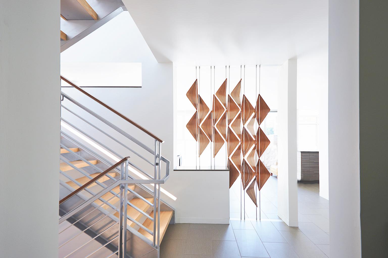 Contemporary 14 Bar Window Shades: Modern Walnut and Aluminum, Room Divider or Screen For Sale