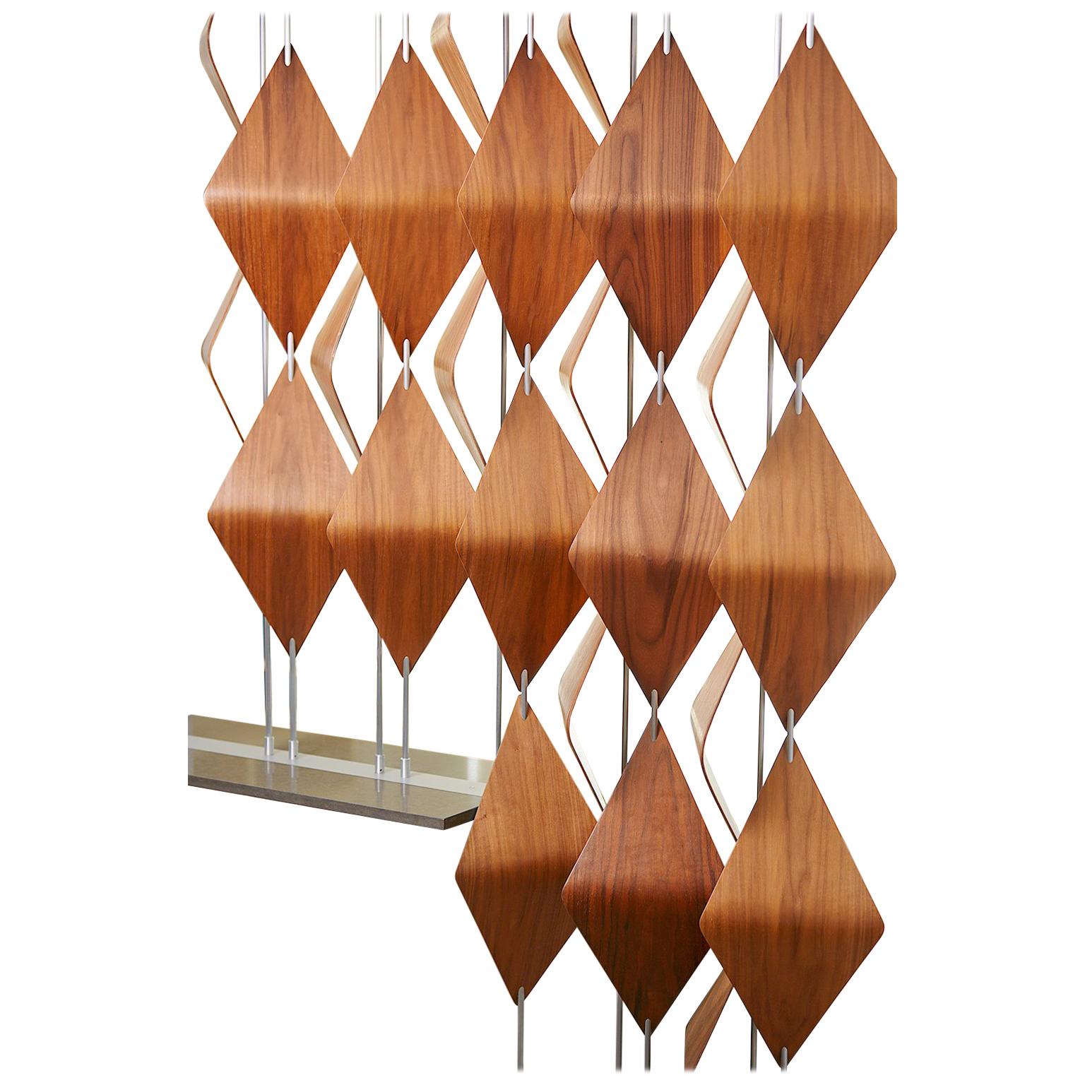 14 Bar Window Shades: Modern Walnut and Aluminum, Room Divider or Screen For Sale