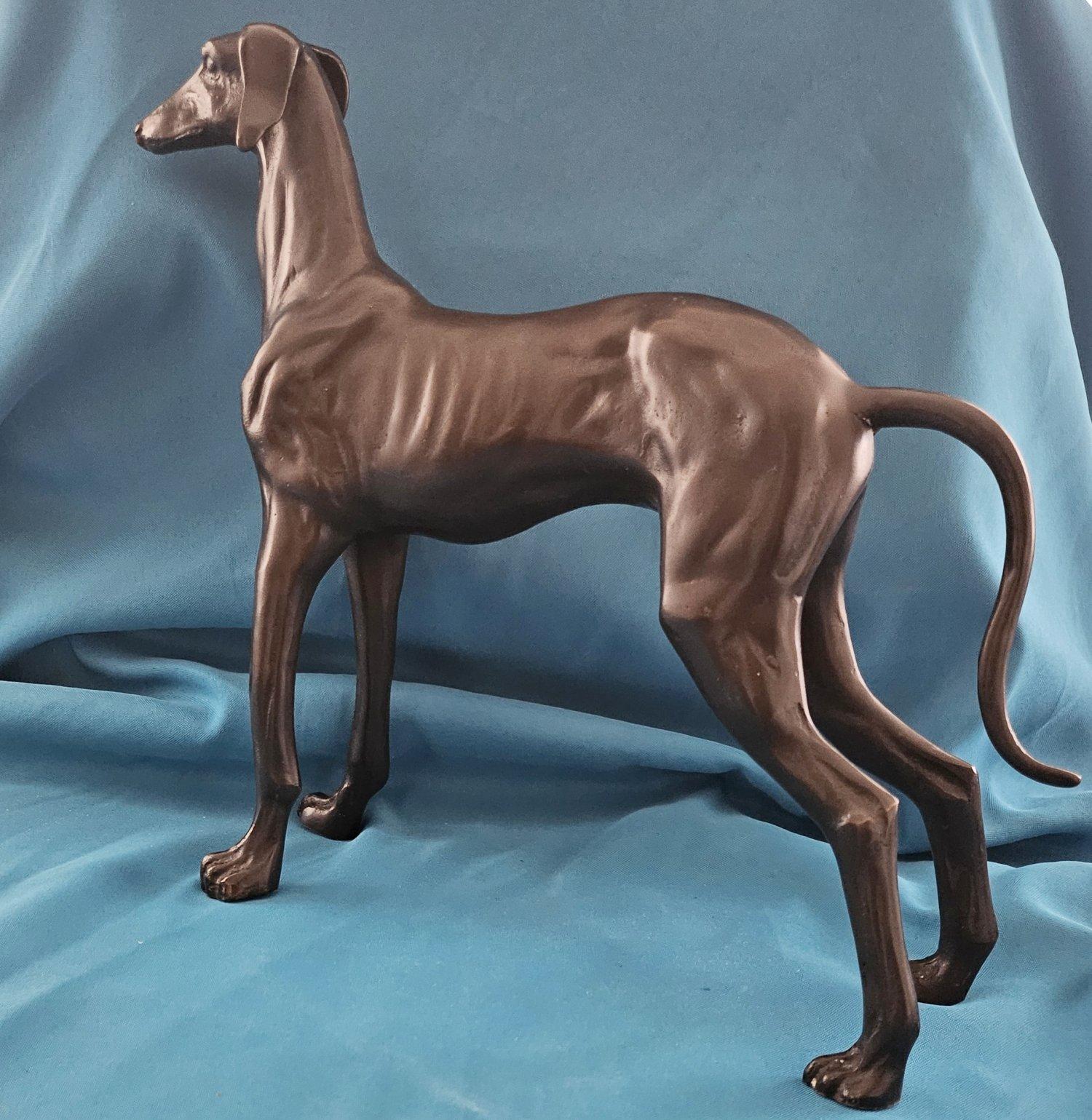 Cane da 14 pollici in ottone, scultura di levriero, Vintage in vendita 2
