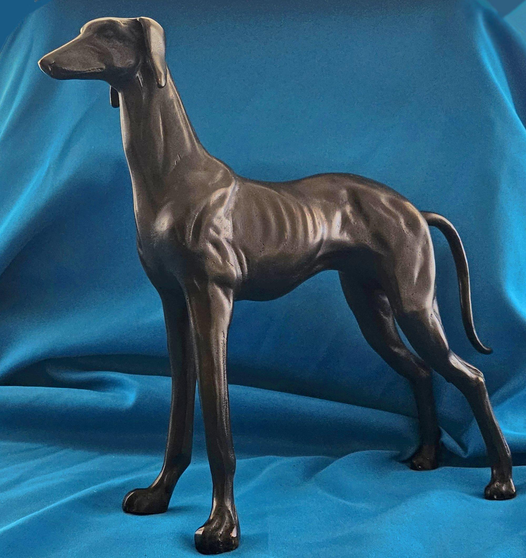 Cane da 14 pollici in ottone, scultura di levriero, Vintage in vendita 3