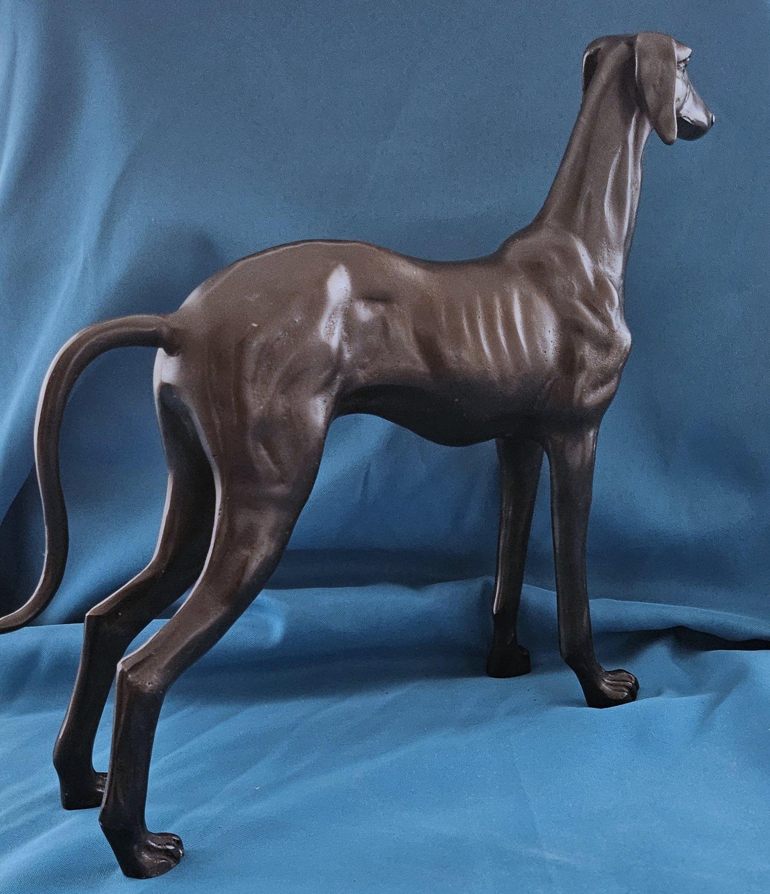 Cane da 14 pollici in ottone, scultura di levriero, Vintage in vendita 4