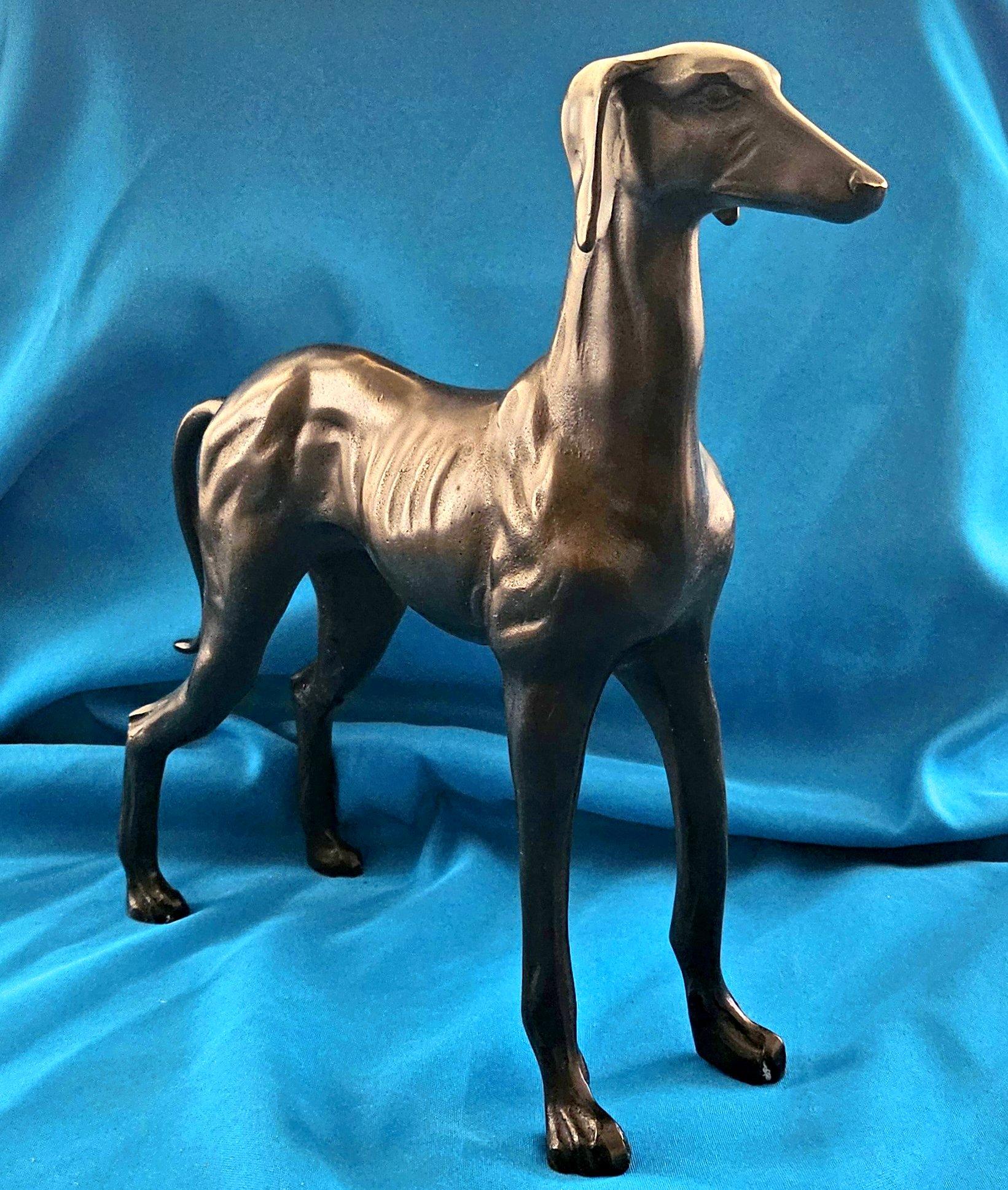 Altro Cane da 14 pollici in ottone, scultura di levriero, Vintage in vendita
