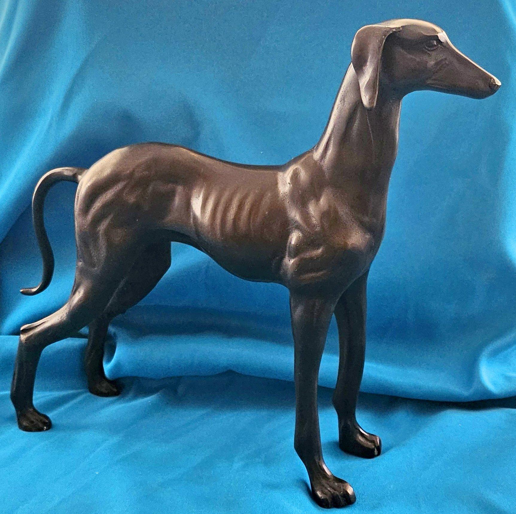 Cane da 14 pollici in ottone, scultura di levriero, Vintage In condizioni buone in vendita a Warrenton, OR