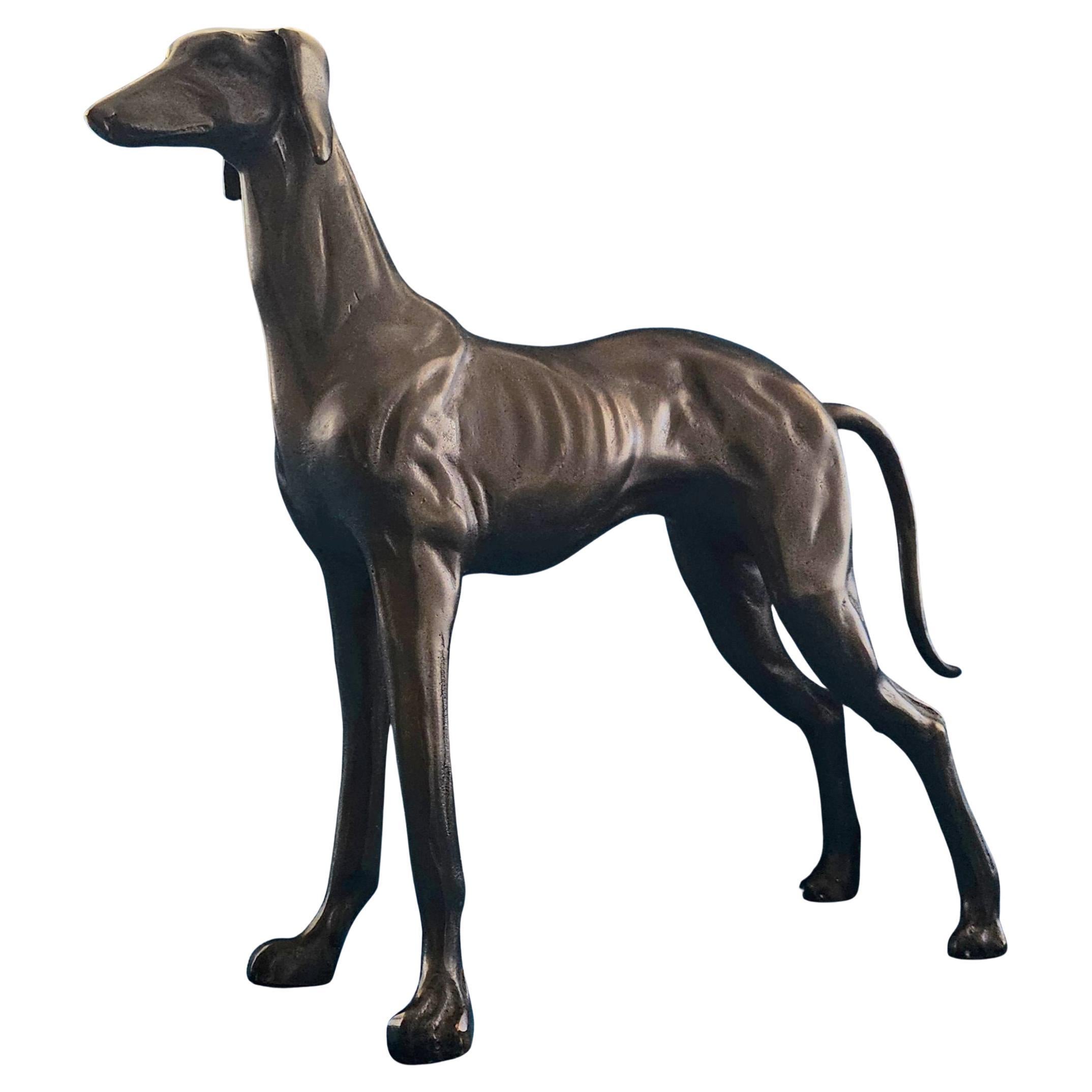 14" Brass Dog, Greyhound / Sighthound Sculpture, Vintage