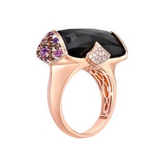 Sunita Nahata Black Onyx 14.00ct. Fancy Ring 18K Rose Gold with Diamond.