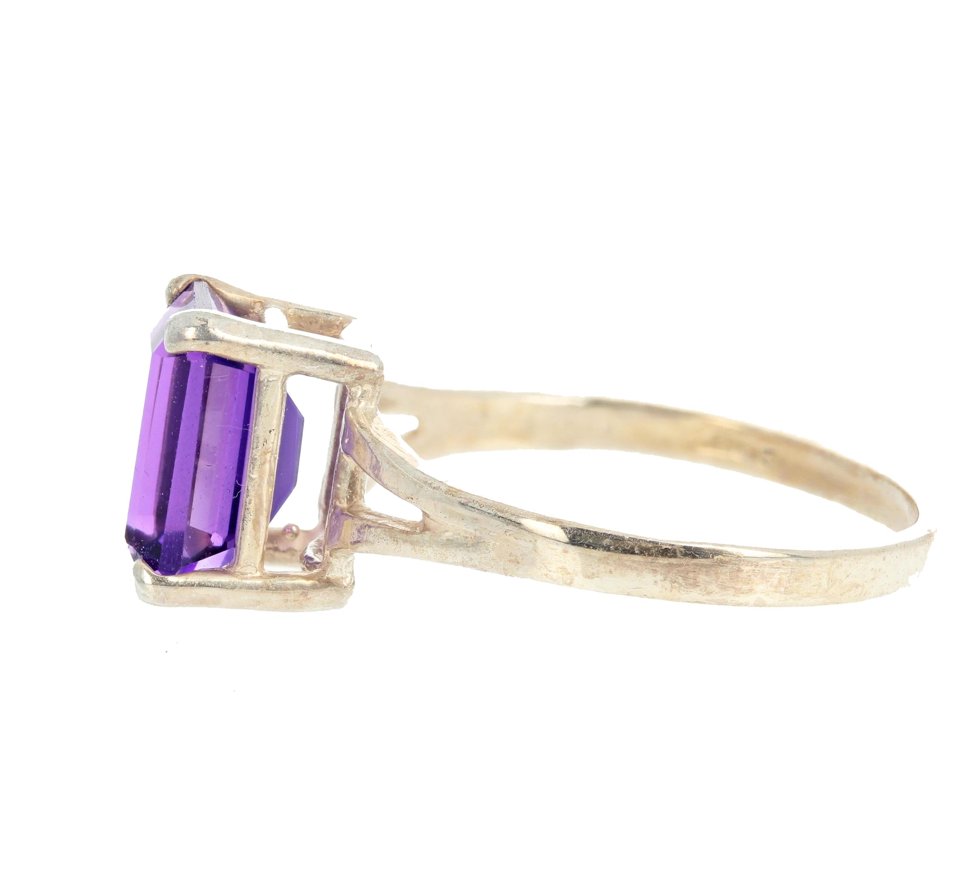 1.4 Carat Brilliant Siberian Amethyst Sterling Silver Ring In New Condition In Raleigh, NC