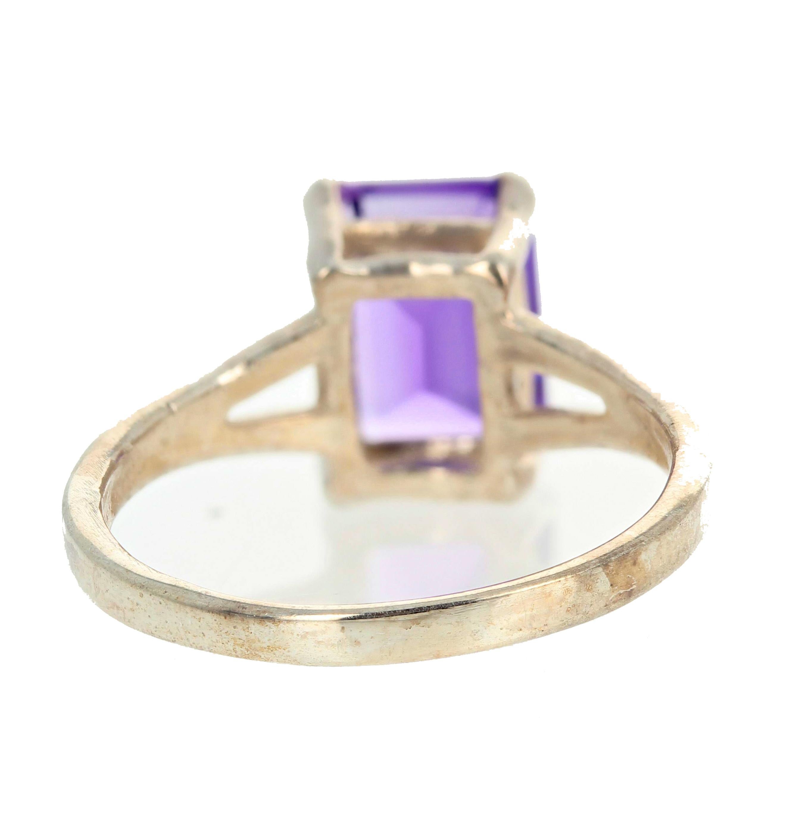 Women's or Men's 1.4 Carat Brilliant Siberian Amethyst Sterling Silver Ring