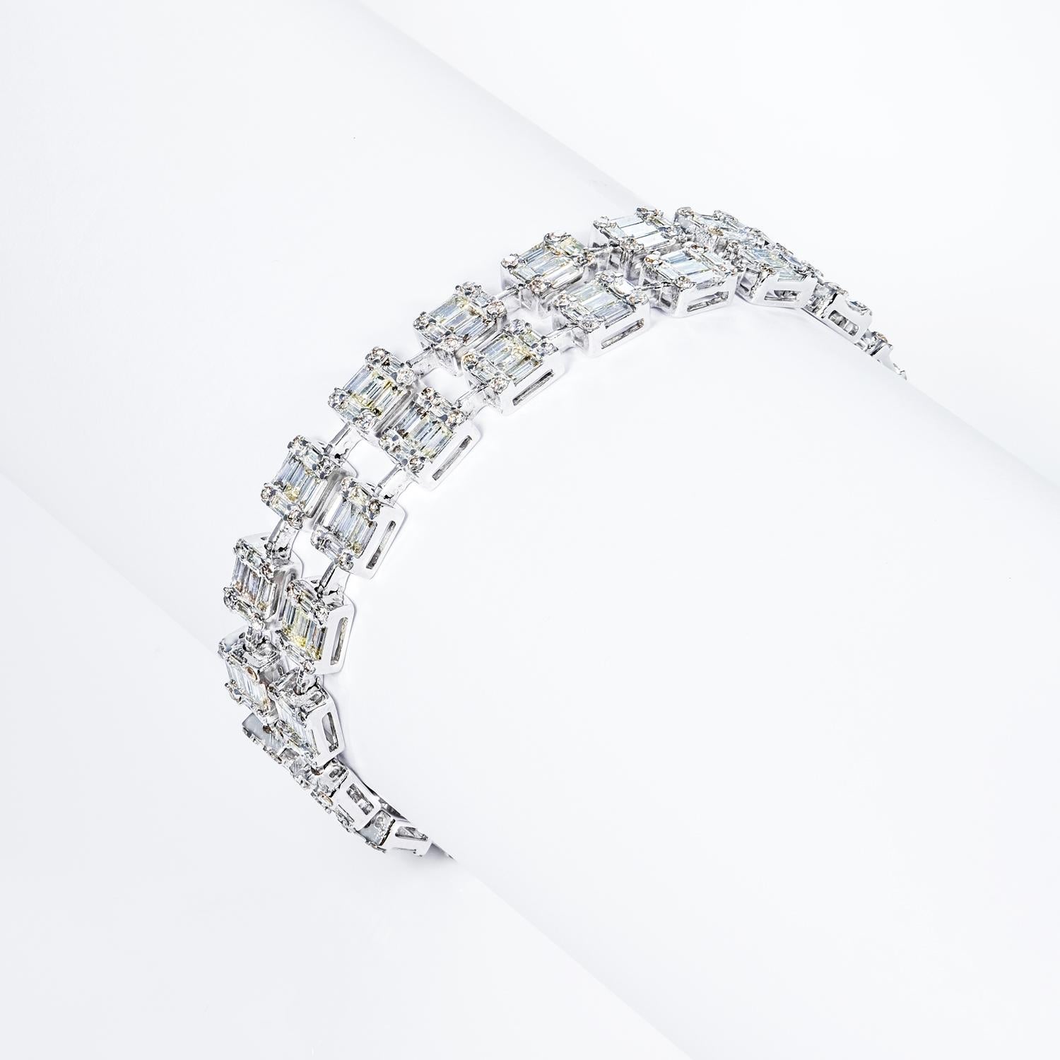 Mixed Cut 14 Carat Combine Mix Shape Diamond Double Row Bracelet Certified For Sale