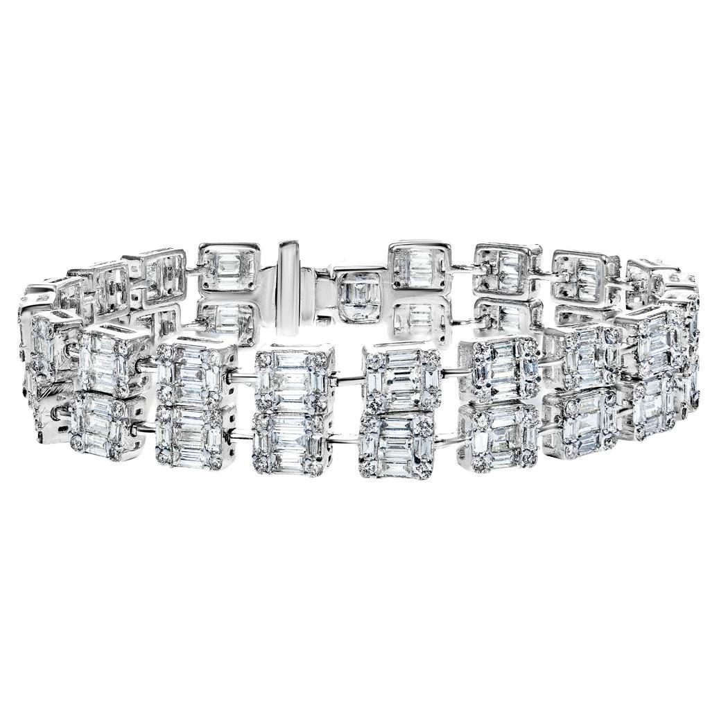 14 Carat Combine Mix Shape Diamond Double Row Bracelet Certified For Sale