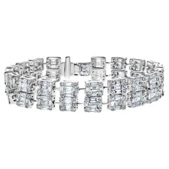 Bracelet à double rangée de diamants de forme mixte de 14 carats certifié