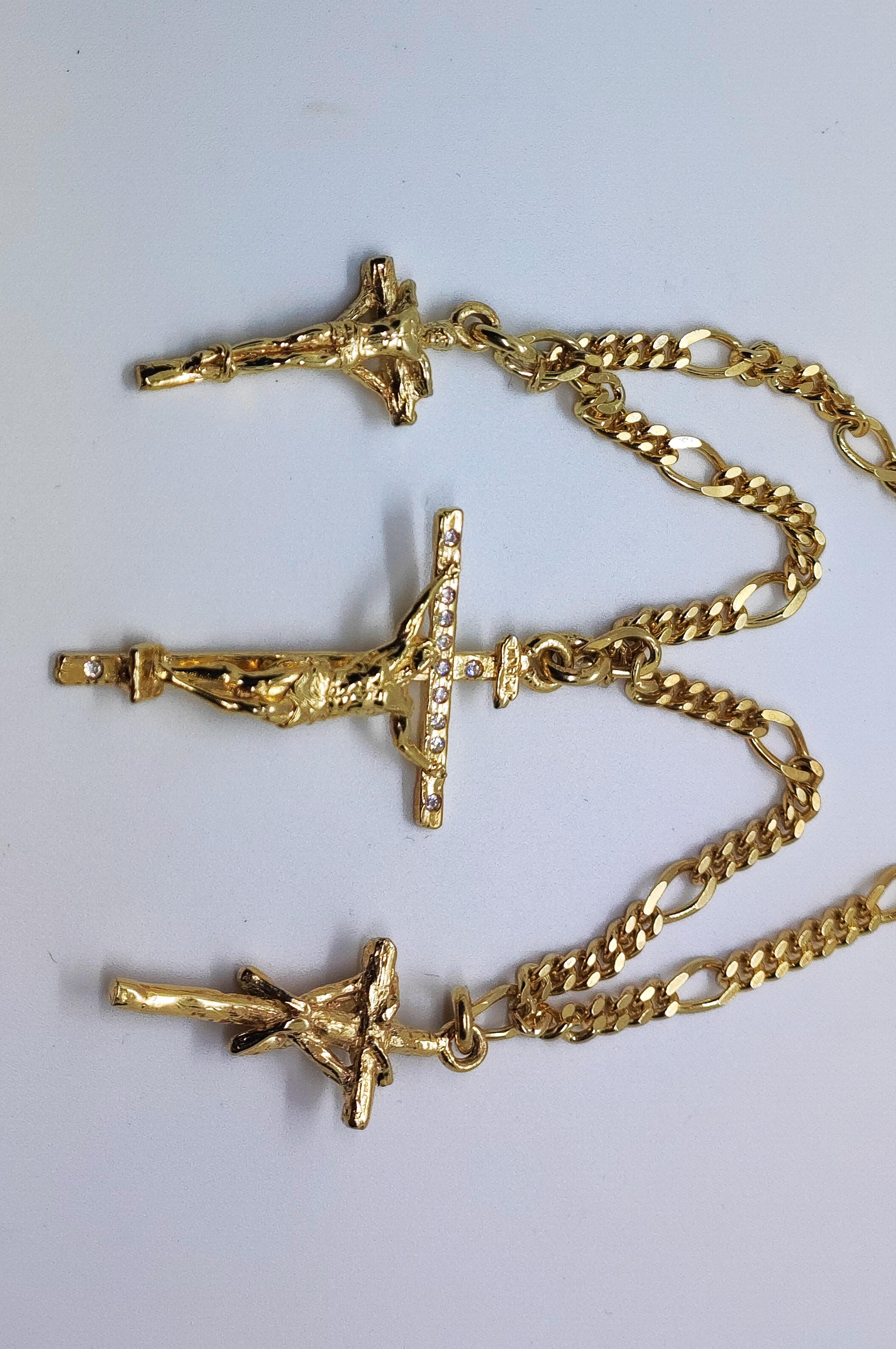 14 Carat Crosses Gold and Diamonds Necklace 