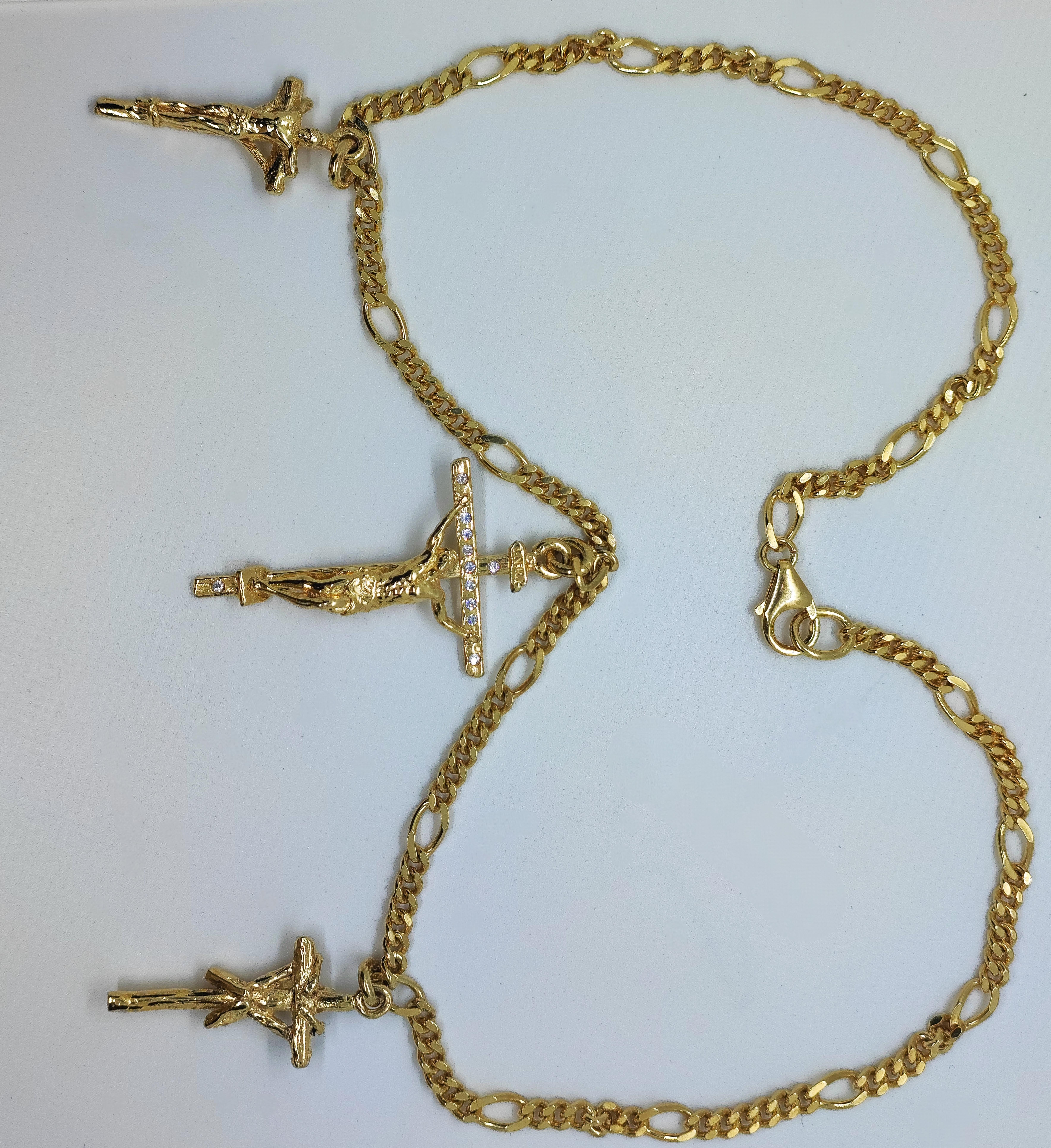 Women's or Men's 14 Carat Crosses Gold and Diamonds Necklace 