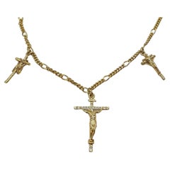 14 Carat Crosses Gold and Diamonds Necklace "Golgota Hill"