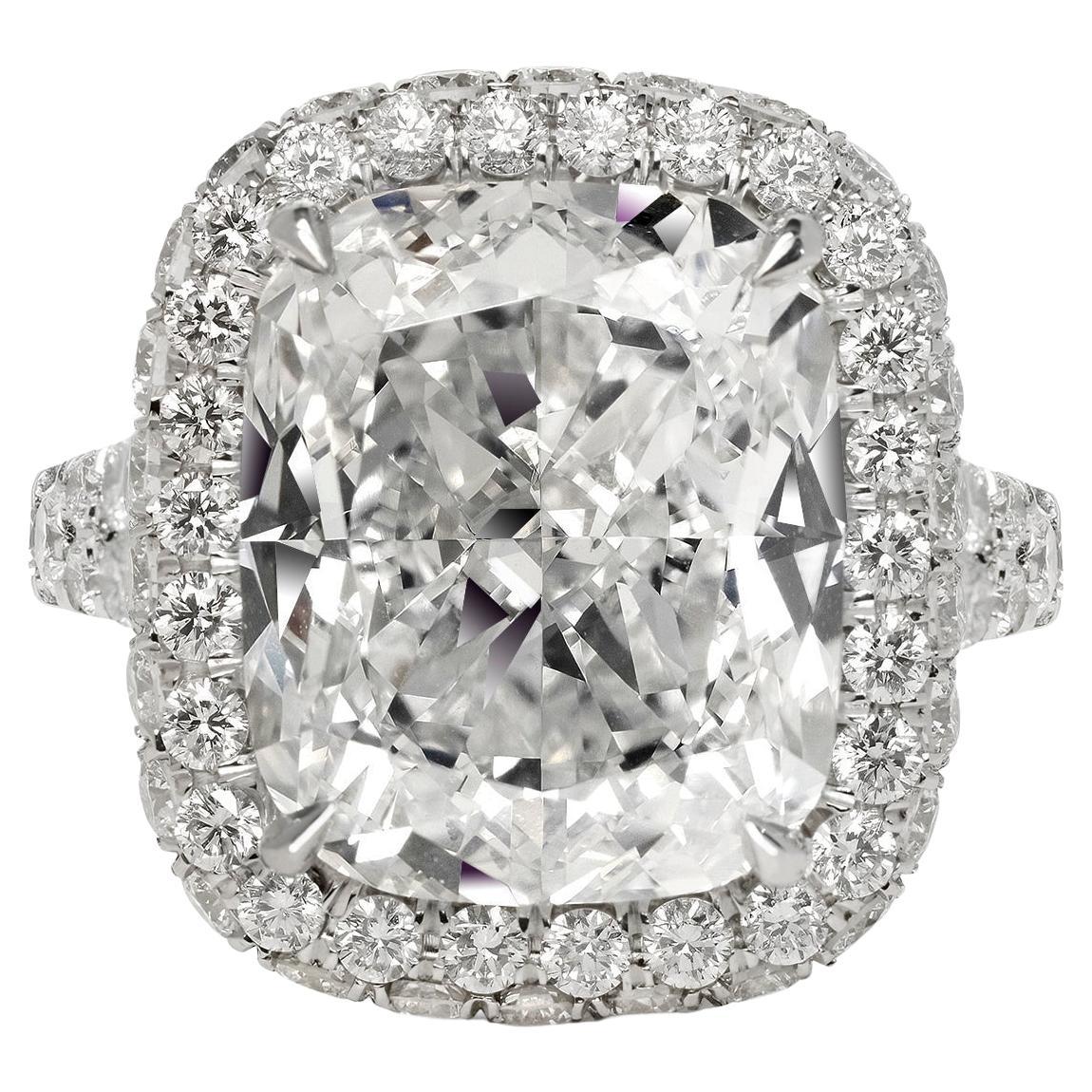 14 Carat Cushion Cut Diamond Engagement Ring GIA Certified E VVS2 For Sale