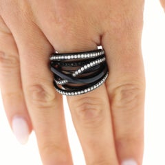 1.4 Carat Diamond Pave Multi-Band Coil 18K Black Gold Overpass Ring