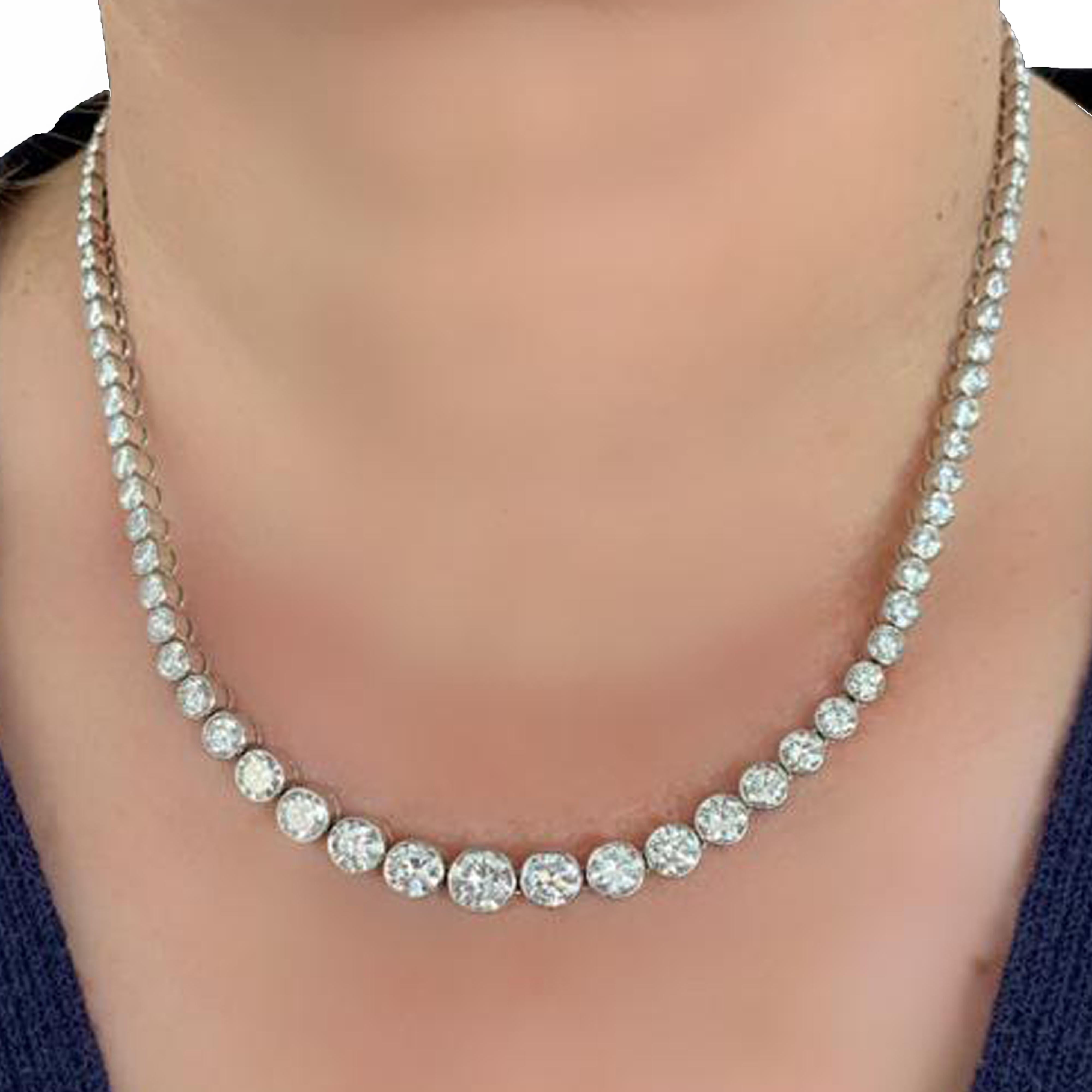 Women's 14 Carat Diamond Platinum Riviere Necklace