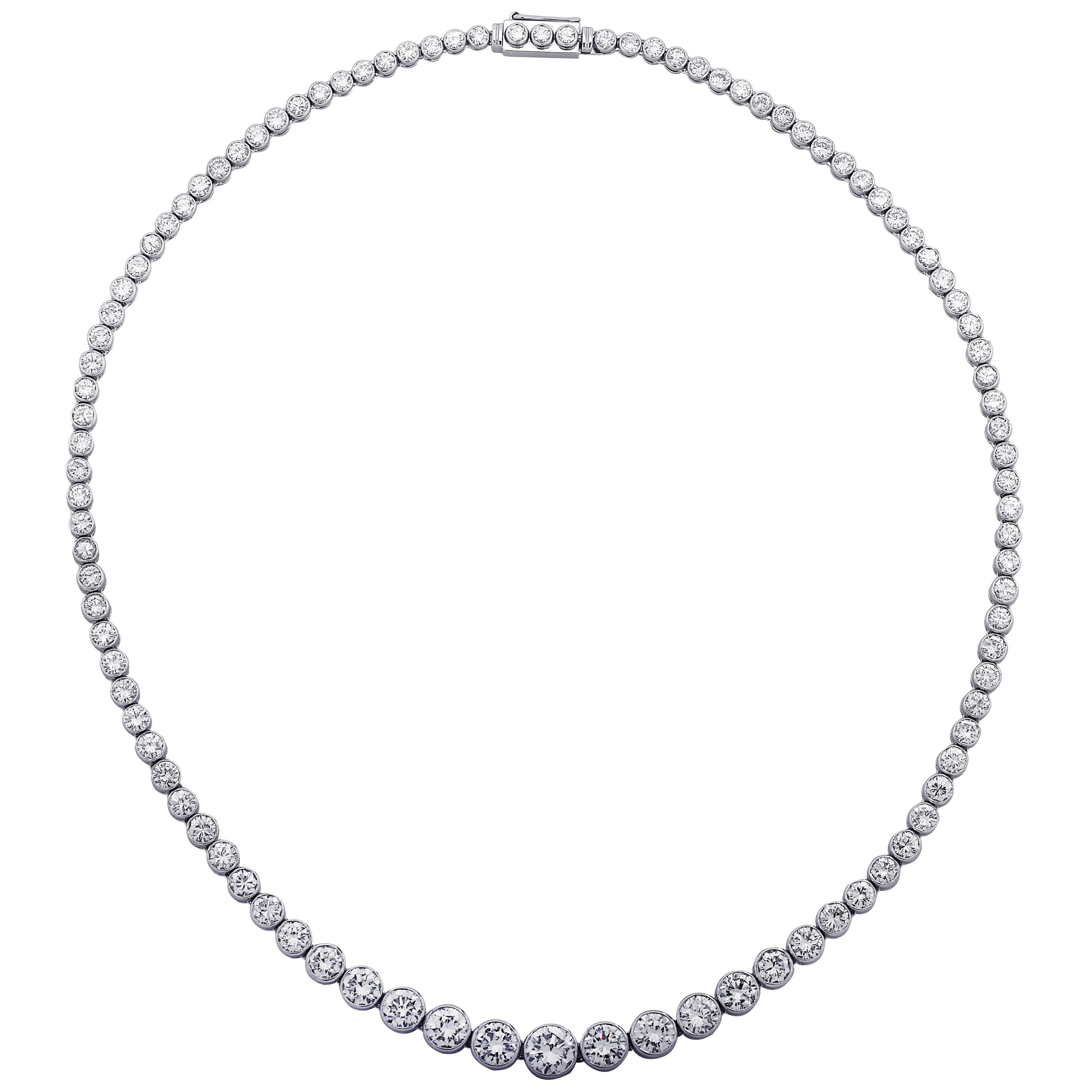 14 Carat Diamond Platinum Riviere Necklace