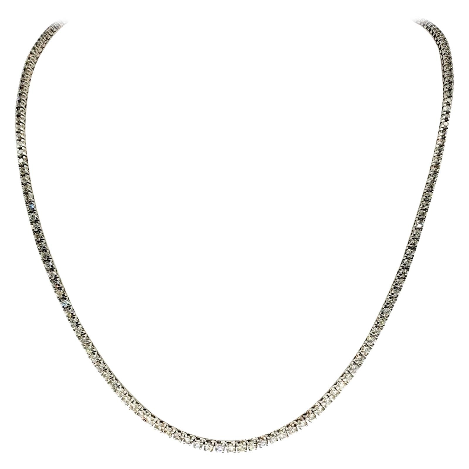 Vintage 14.00 Carat Total Weight Diamond Tennis Chain White Gold For Sale