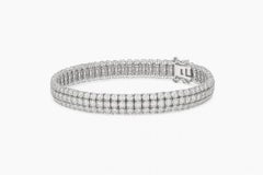 14 Carat Diamond Three-Row Tennis Bracelet in 14K White Gold
