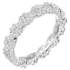 .14 Carat Diamond White Gold Flower Eternity Band Wedding Ring