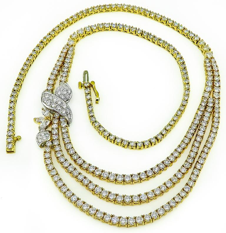 14 Carat Diamond Yellow Gold Necklace For Sale at 1stDibs
