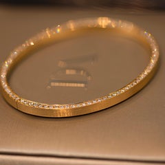 14 Carat Diamonds 18 Karat Matte Yellow Gold Plain Bangle "Art Deco" Collection