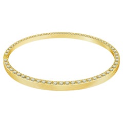 14 Carat Diamonds 18 Karat Matte Yellow Gold Plain Bangle "Art Deco" Collection