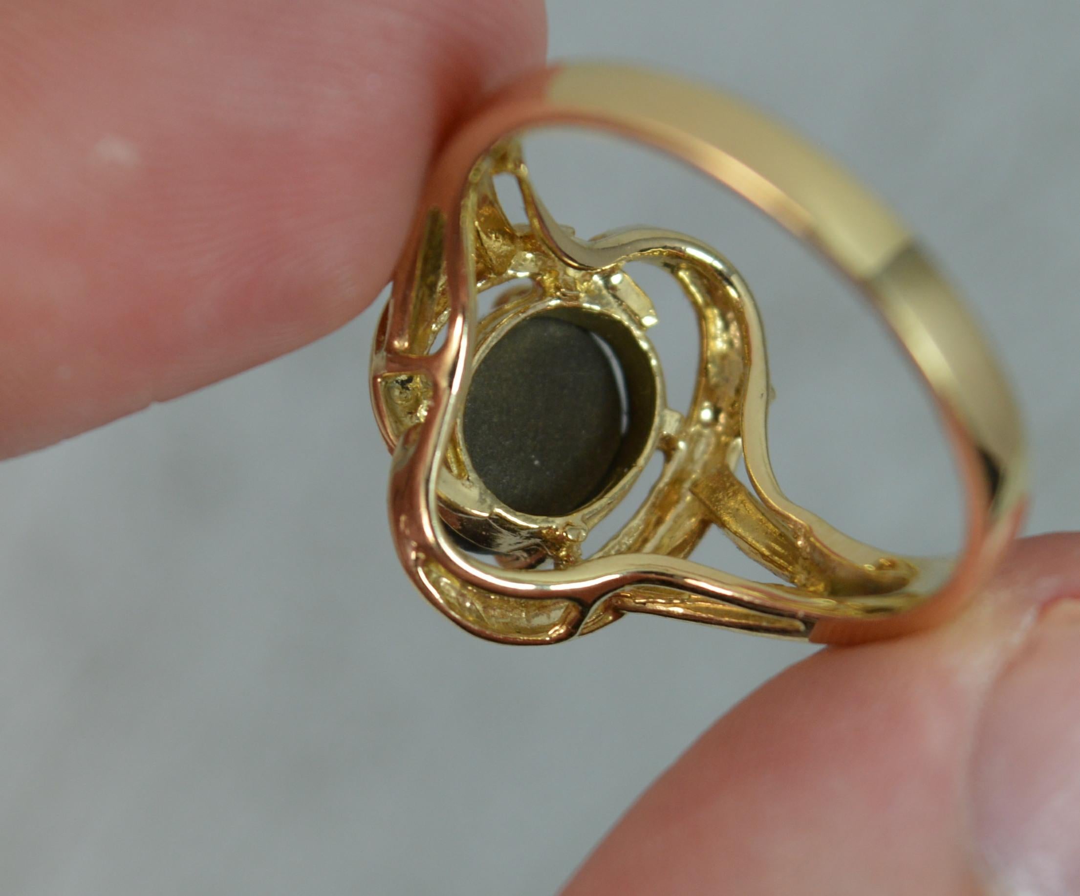 Retro 14 Carat Gold Ammolite Solitaire Ring