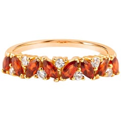 14 Carat Gold and Diamond Garnet Cluster Engagement Ring, Garnet Gemstones Ring