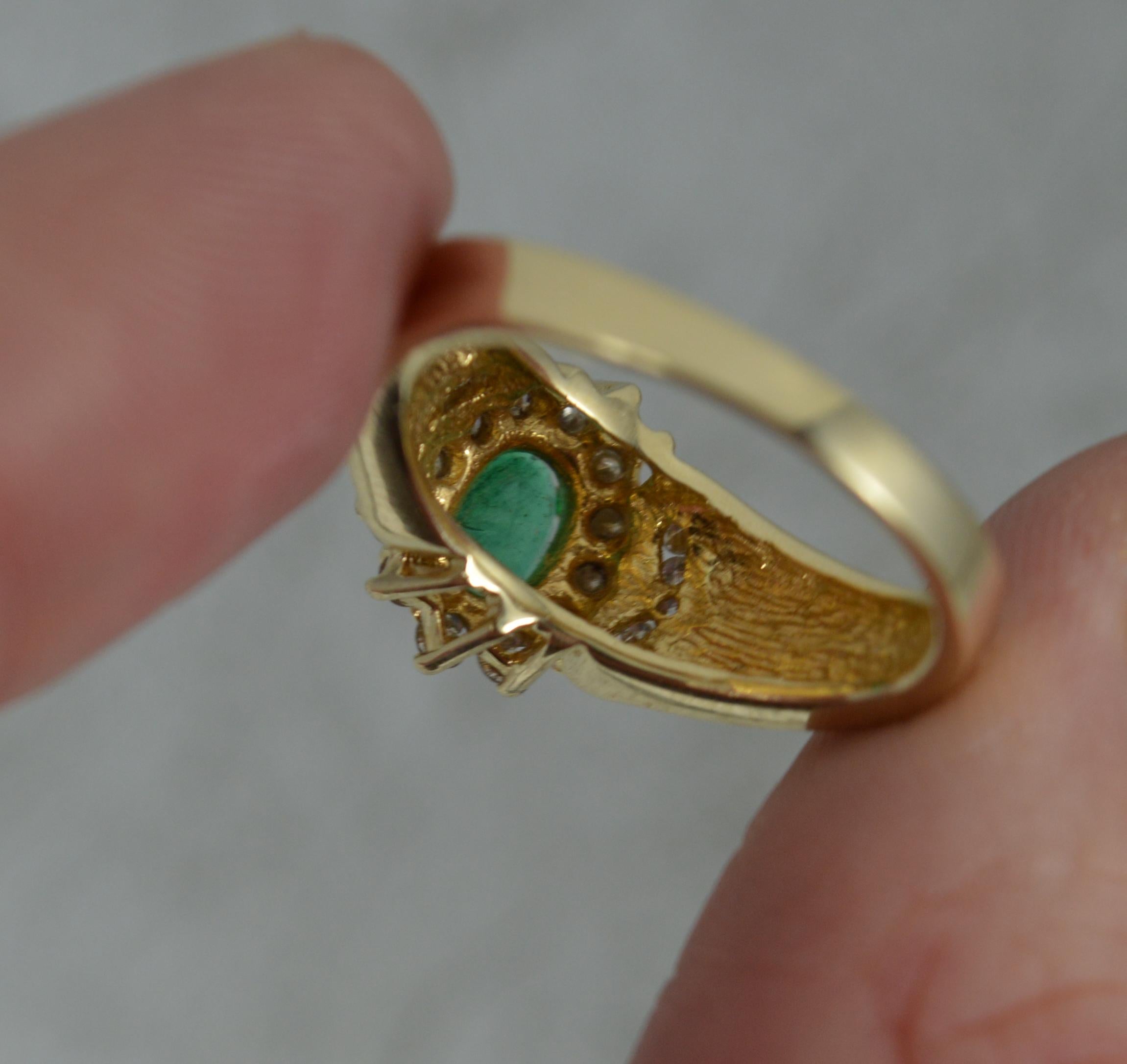 Oval Cut 14 Carat Gold Oval Emerald and Diamond Cluster Ring