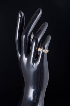 14-carat gold ring with blue and colourless stones. Denmark, 1940s