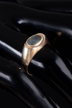 14-carat gold ring with green synthetic spinel. Denmark, 1930s