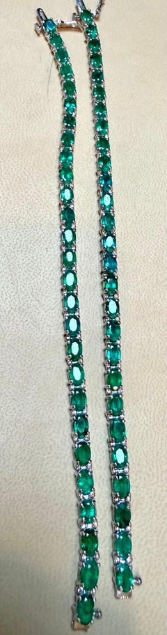 14 Carat Natural Emerald Cocktail Tennis Bracelet 14 Karat White Gold
