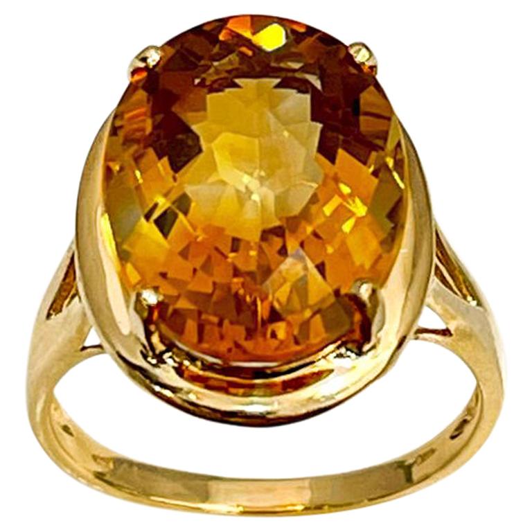 14 Karat natürlicher ovaler Citrin-Cocktailring aus 14 Karat Gelbgold, Nachlass