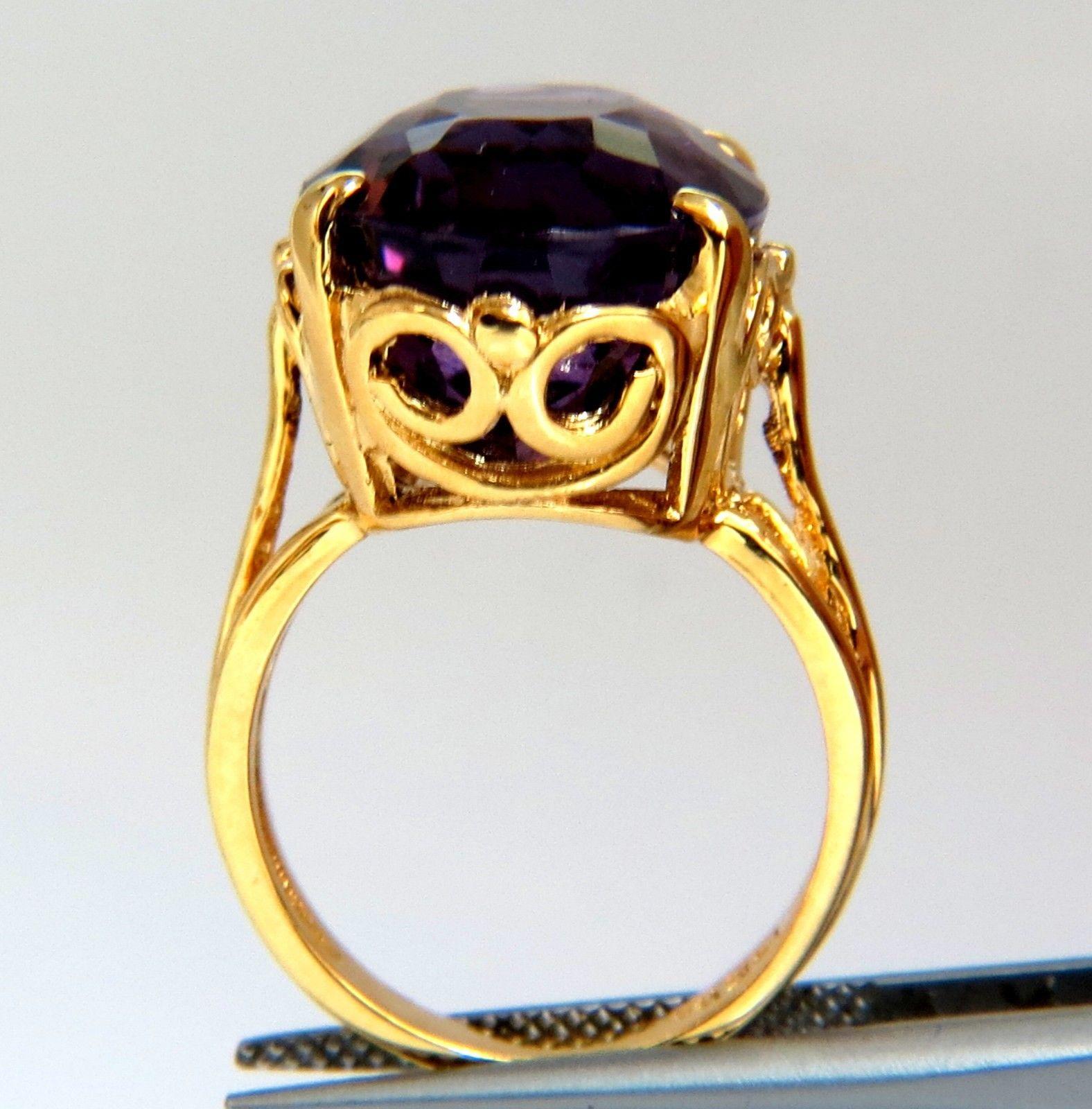 Oval Cut 14 Carat Natural Purple Amethyst Ring 14 Karat
