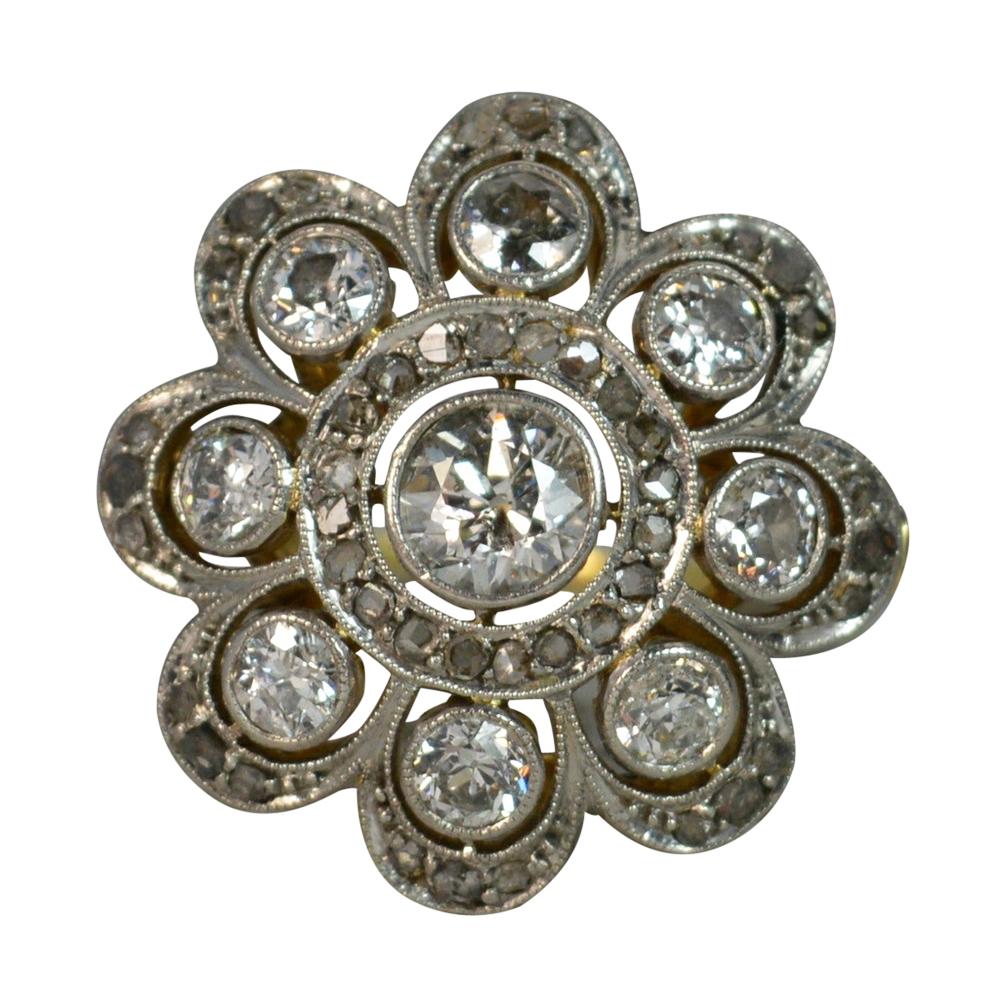 Dazzlingrock Collection 10kt Yellow Gold Womens Round Diamond Flower Cluster Ring 1/8 ctw