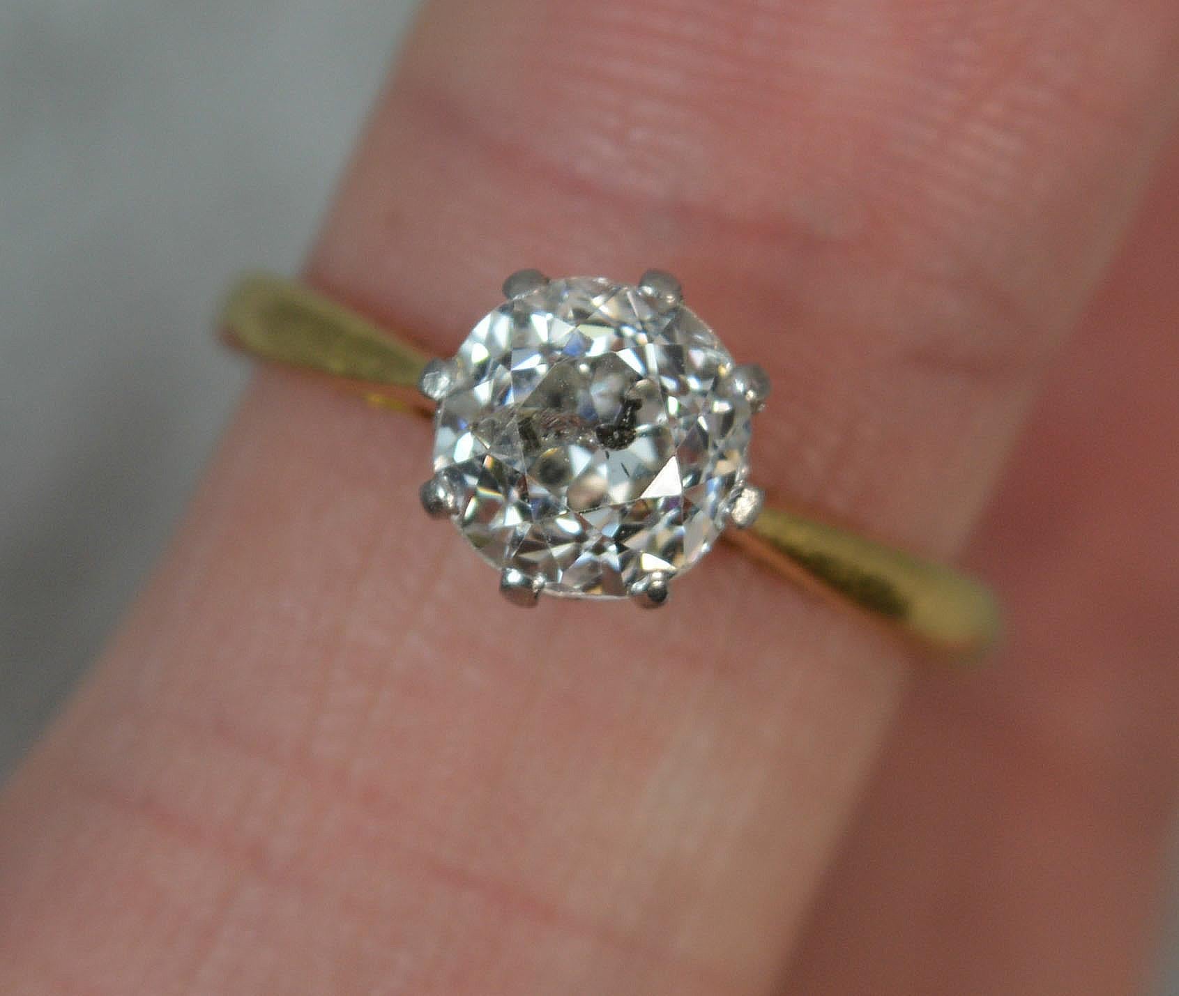 1.4 Carat Old Cut Diamond 18 Carat Gold Solitaire Engagement Ring 2