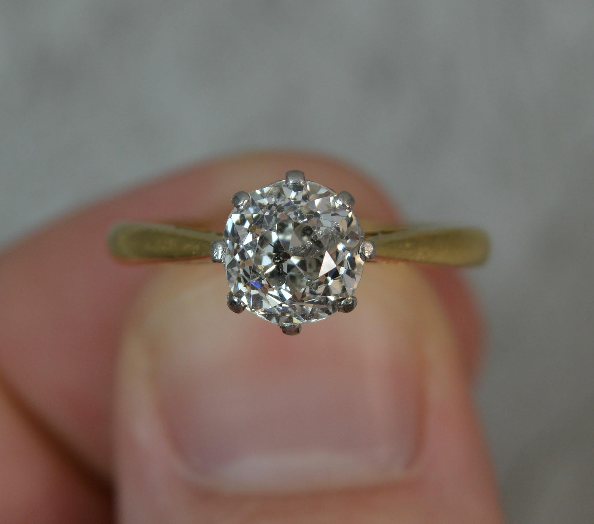 Victorian 1.4 Carat Old Cut Diamond 18 Carat Gold Solitaire Engagement Ring