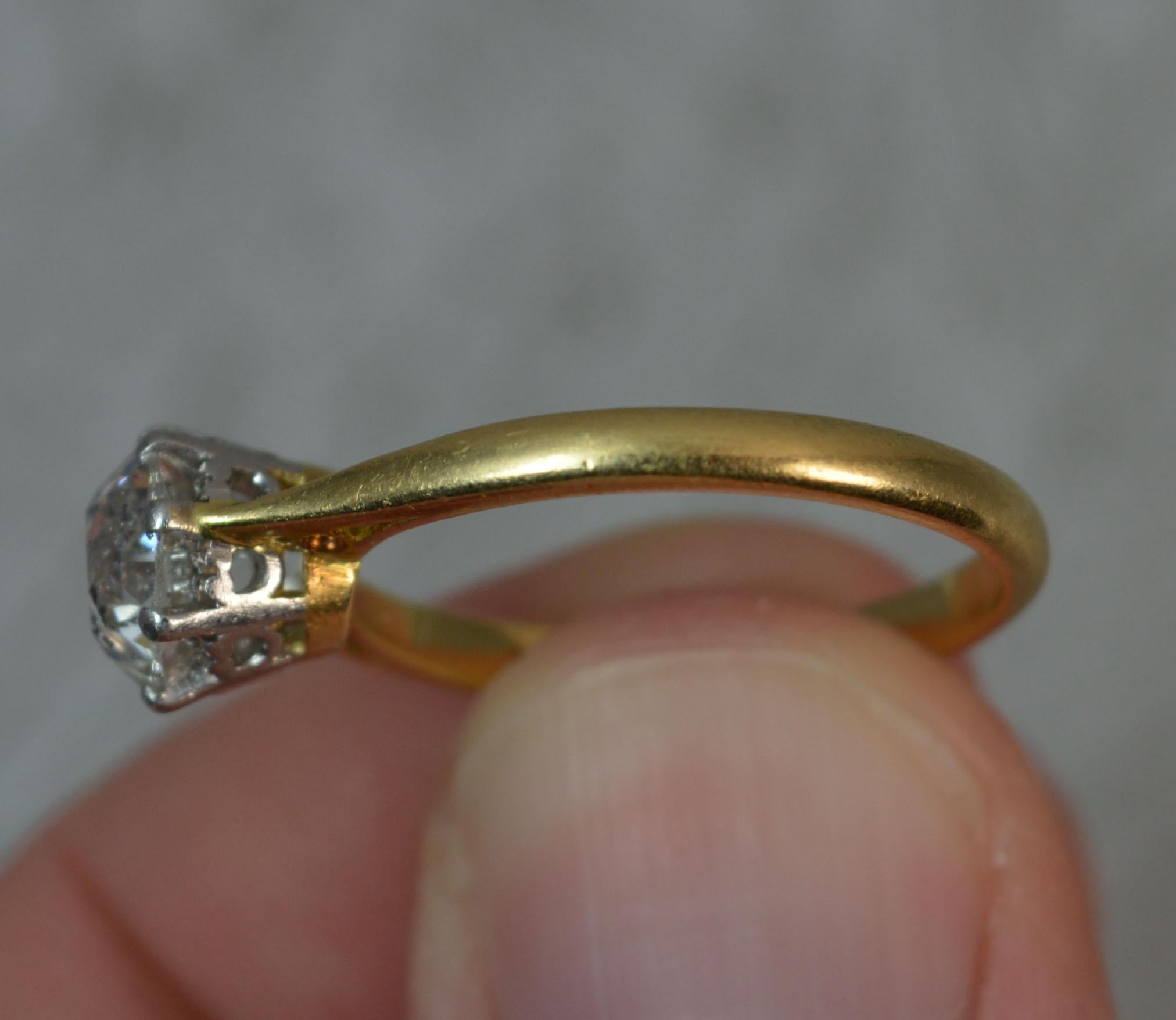 1.4 Carat Old Cut Diamond 18 Carat Gold Solitaire Engagement Ring In Excellent Condition In St Helens, GB