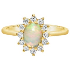 14 Carat Opal Engagement Ring with High Quality Diamonds