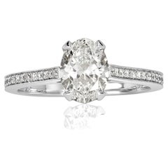Anello con diamante ovale da 1,4 carati Brilliante in oro bianco 14 carati Sofisticatezza allo stato puro