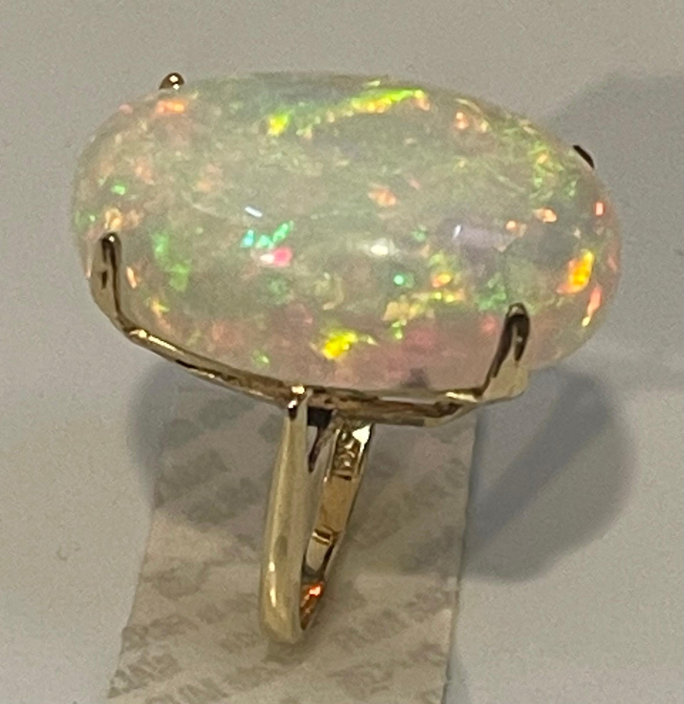 Oval Cut 14 Carat Oval Shape Ethiopian Opal Cocktail Ring 14 Karat Yellow Gold For Sale