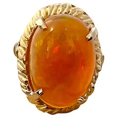 14 Carat Oval Shape Ethiopian Opal Cocktail Ring 14 Karat Yellow Gold Solid Ring